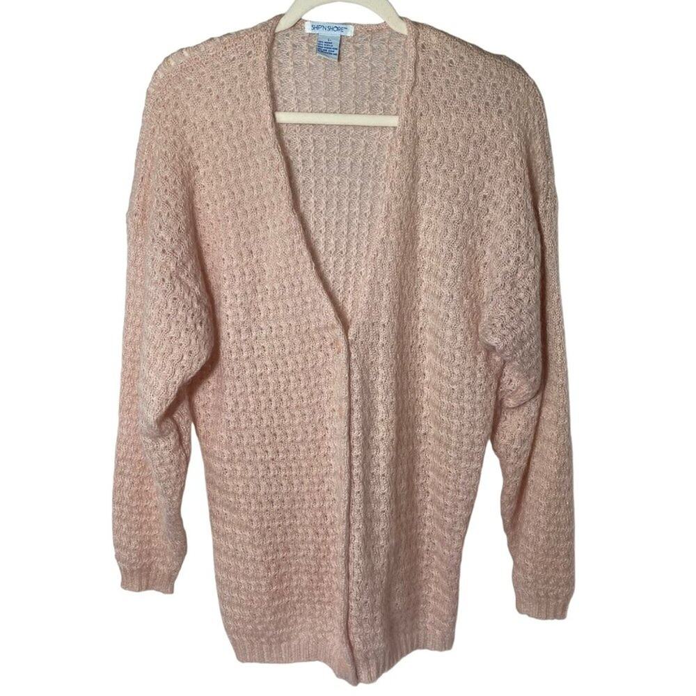 SHIP’NSHORE Women’s Cardigan, Vintage, Deep V-Neck, Pale Peach, Large